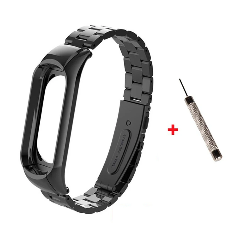 black and tool Металлический ремешок для mi Band 3 mi band 4 сменный ремешок для Xiaomi mi Band аксессуары для смарт-браслета стальной ремешок - Цвет: black and tool