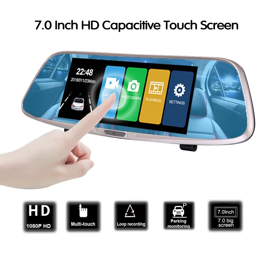 E ACE Автомобильный видеорегистратор Камера 7 0 дюймов сенсорный 1080 P зеркальный