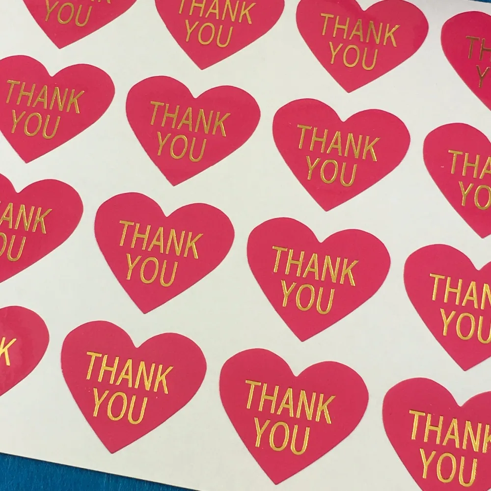 5000 шт./лот красная роза в форме сердца благодарим вас наклейки этикетки