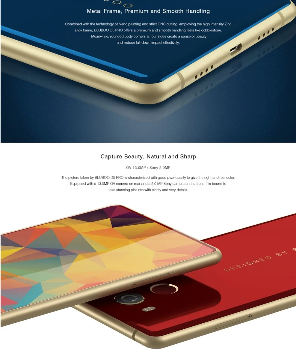 Мобильный телефон Bluboo D5 Pro, 3 ГБ, 32 ГБ, 2700 мА/ч, безрамочный полноэкранный, MTK6737, четырехъядерный, Android 7,0, отпечаток пальца, iD, мобильный телефон