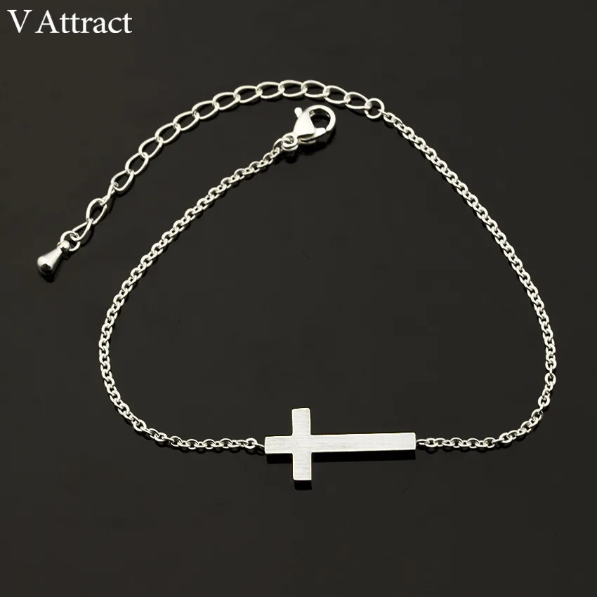 V привлечь минимализм Bijoux Femme крест-накрест крест браслет Для женщин Для мужчин Jewelry цвета: золотистый, серебристый Нержавеющая сталь Pulseira Masculina