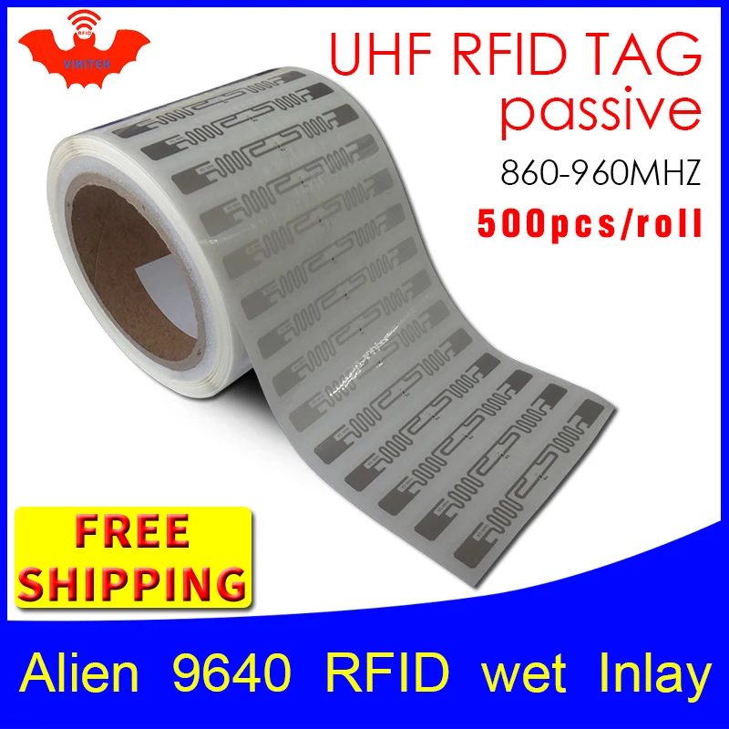 RFID tag UHF sticker Alien 9640 EPC 6C wet inlay 915mhz868mhz860-960MHZ Higgs3 500pcs free shipping adhesive passive RFID label