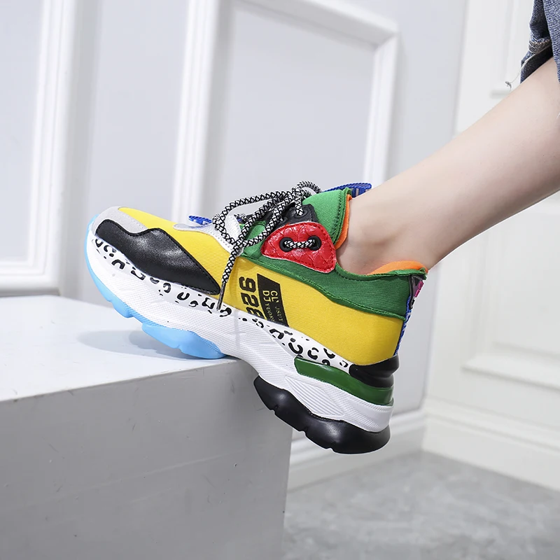 Lace-up Rubber Ladies Running Shoes Flats Comfortable Platform Sneakers Women Casual Shoes Vulcanized Shoes Autumn Women Shoes