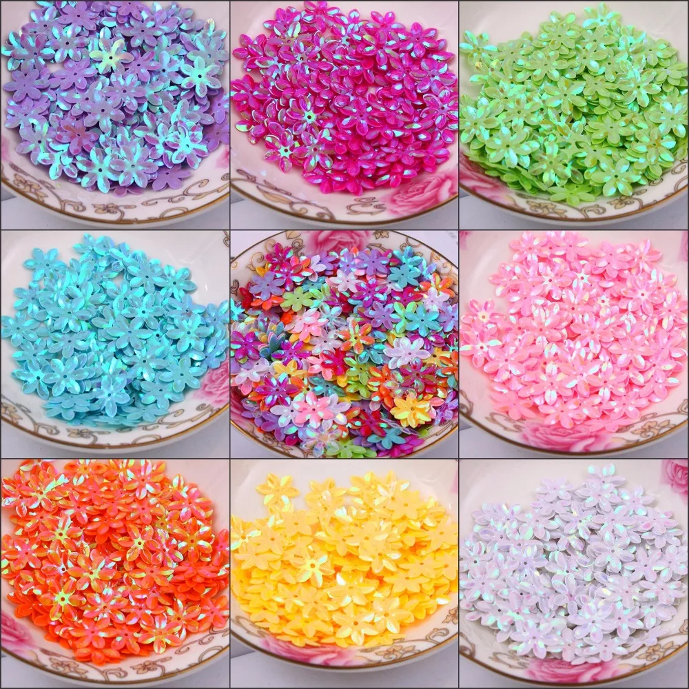 500 шт. покрытые AB цвета 12 мм цветы с шестью лепестками искусственные украшения
