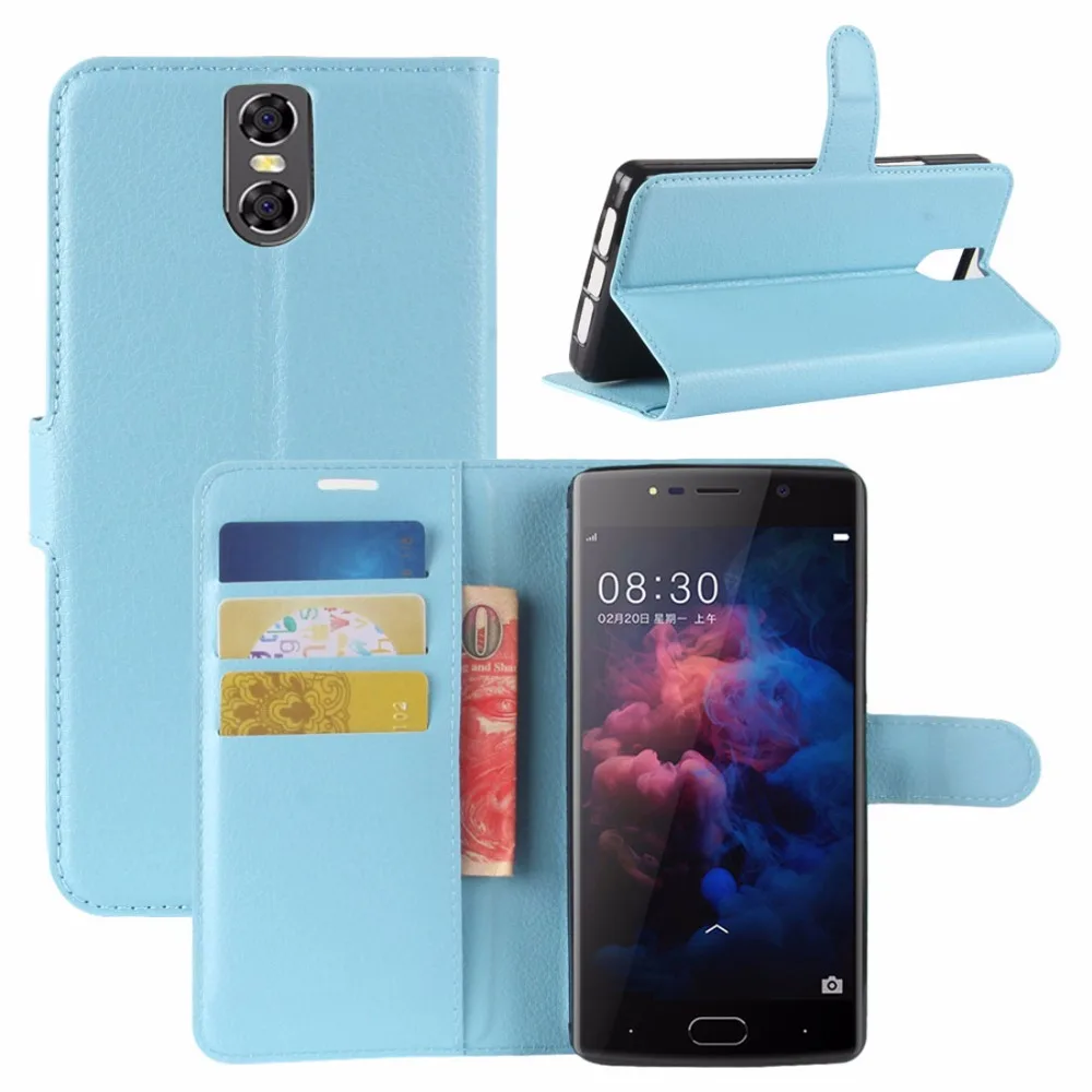 Кожаный чехол Для DOOGEE BL7000 с текстурой личи PU+ TPU горизонтальный Флип кожаный чехол для смартфона с держателем/отделениями для карт/бумажником
