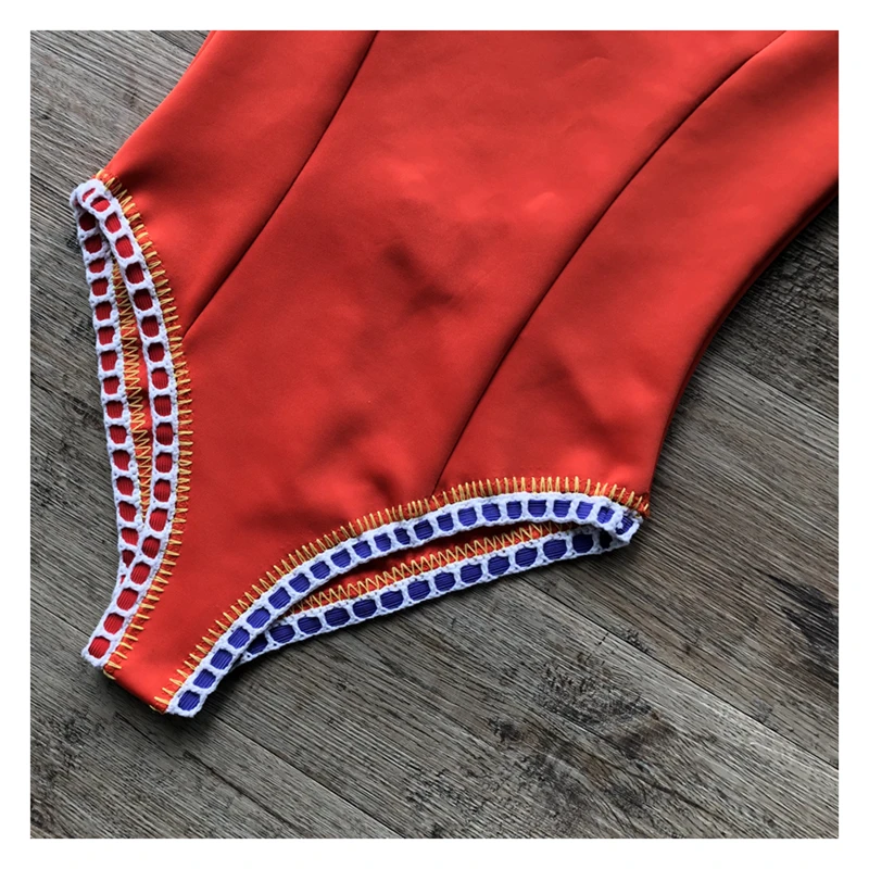 Новое поступление оранжевый красный цельный купальник новый спортивный