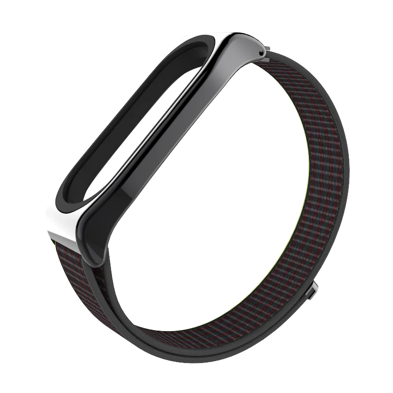 Mi jobs mi Band 3 нейлоновый наручный ремешок металлический Безвинтовой для Xiaomi mi Band 3 NFC Correa Band3 умный Браслет mi band 3 наручные часы - Цвет: Black Red