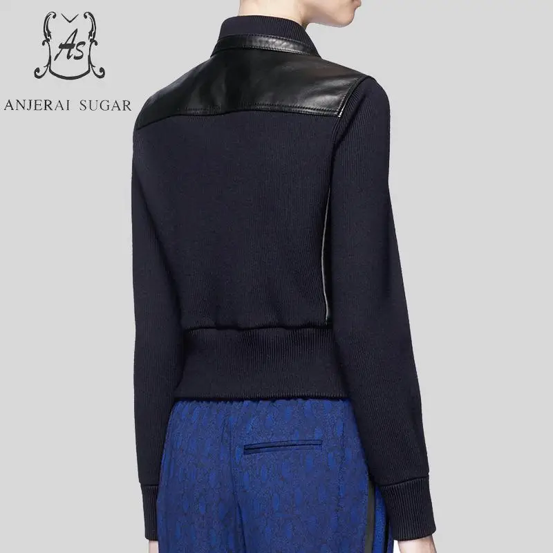 Женская повседневная короткая мотоциклетная куртка из натуральной овечьей кожи