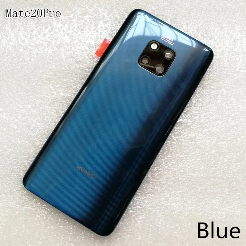 Blue Оригинальная задняя крышка из закаленного стекла для huawei mate 20 Pro, запасные части, задняя крышка для батареи, корпус+ рамка для камеры+ крышка для вспышки - Цвет: Blue