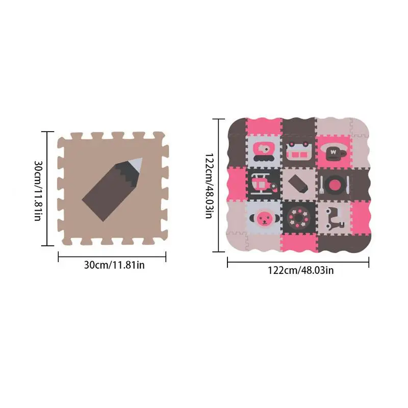 Коврик пазл детский из пены ЭВА мультяшный рисунок животного коврик для ползания