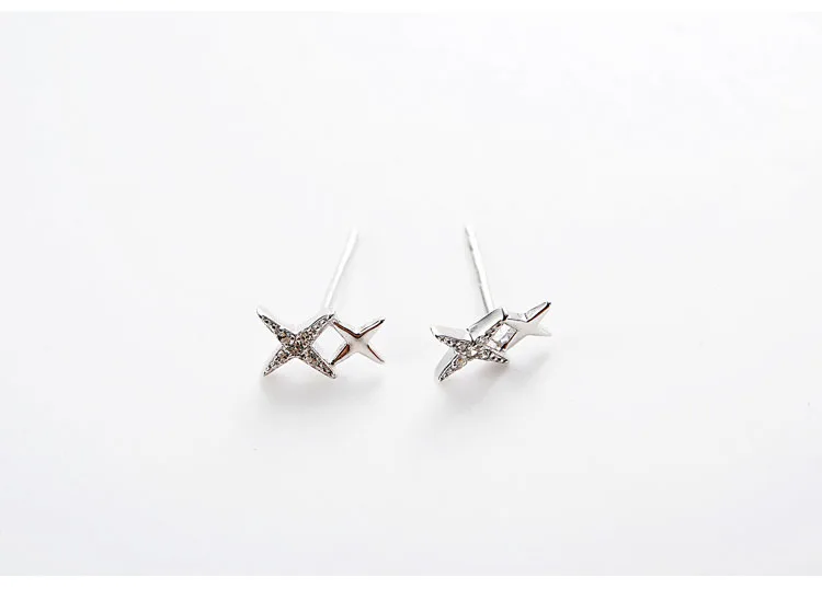 Серьги Four awn star full cz 100% Стерлинговое Серебро 925 пробы ювелирное изделие модный