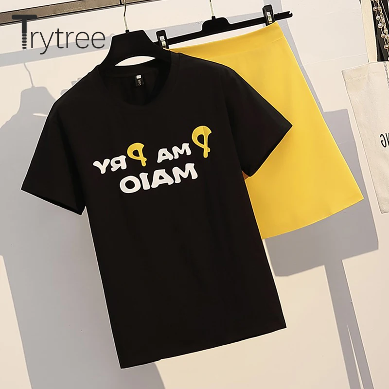 Trytree 2019 летний женский комплект из двух предметов повседневный топ с круглым