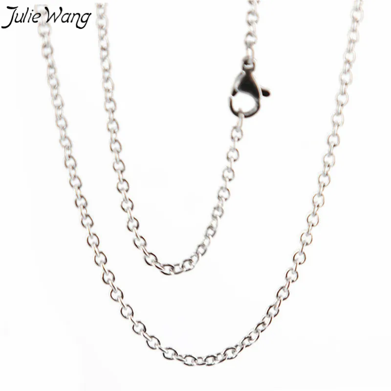 

Julie Wang 2PCS Metal Color Stainless Steel O Shape Link Chain Handmade Fine Women Men Jewelry Findings 45cm 50cm 60cm 70cm 80cm