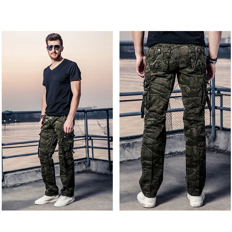 Мужские камуфляжные брюки карго летние повседневные тактические черные