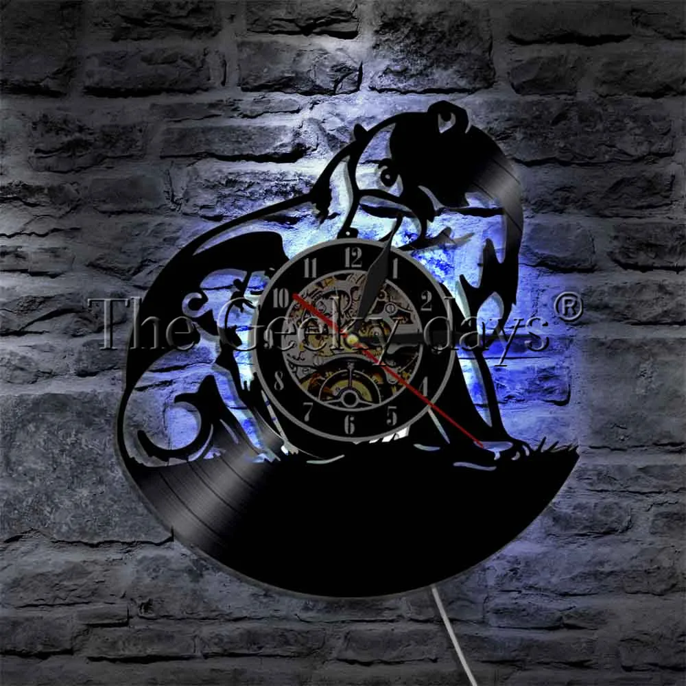 1 шт. виниловые часы с изображением медведя черный медведь семейный настенный арт