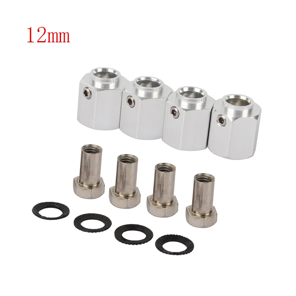 silvery 12MM RC металла 12 мм колеса с шестигранной 8/10/12/15 мм Расширенный адаптер для Traxxas TRX-4 TRX4 8269 1:10 Радиоуправляемый автомобиль - Цвет: silvery 12MM