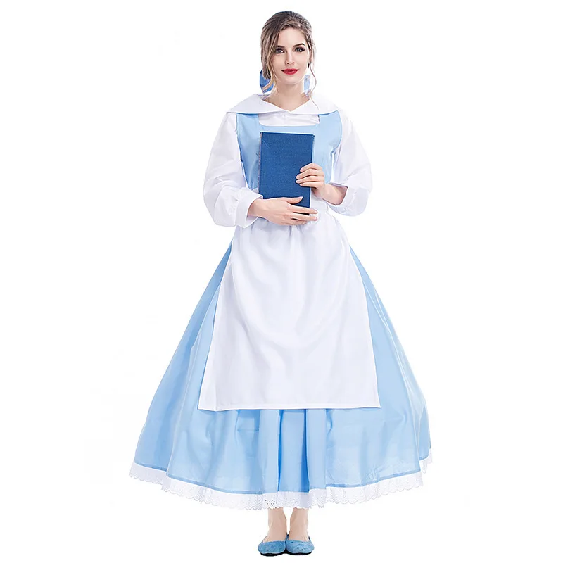 Фильм Красота и Чудовище костюмы Для Женщин Нахальный Belle Принцесса Дикий синий
