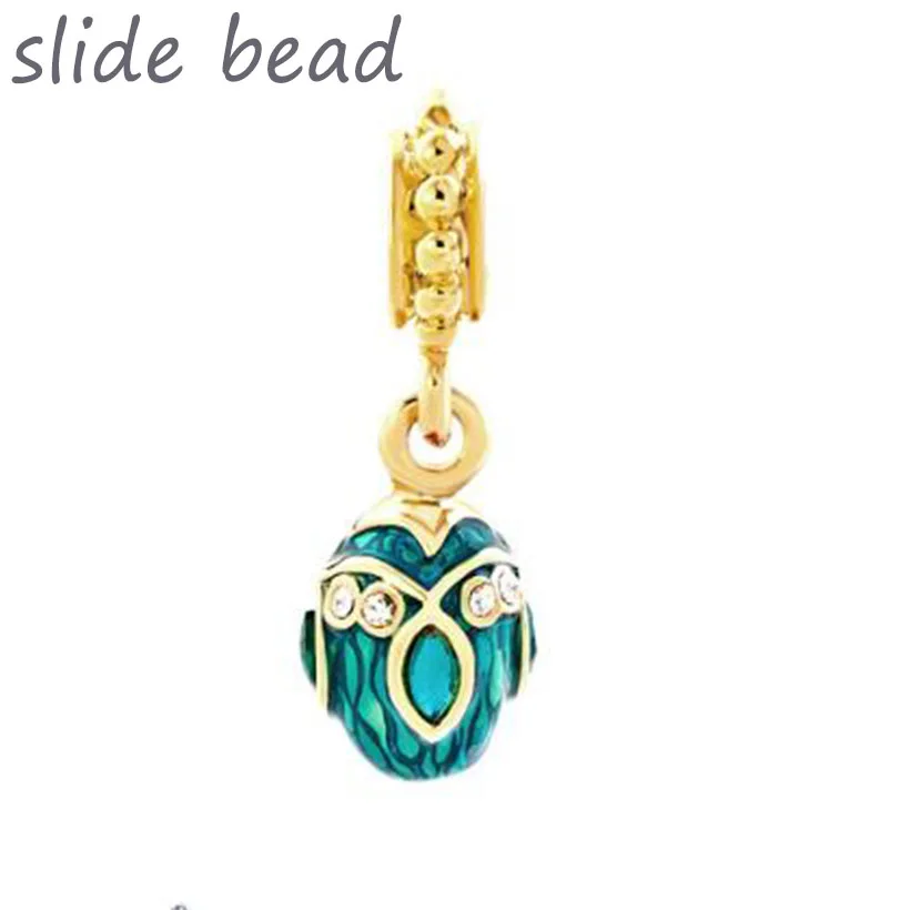Подходят для браслетов Pandora синие кристаллы пасхальные яйца Faberge золотые