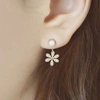 2019 korea new jewelry small fragrance lady pearl crystal five leaf flower stud earrings 3g