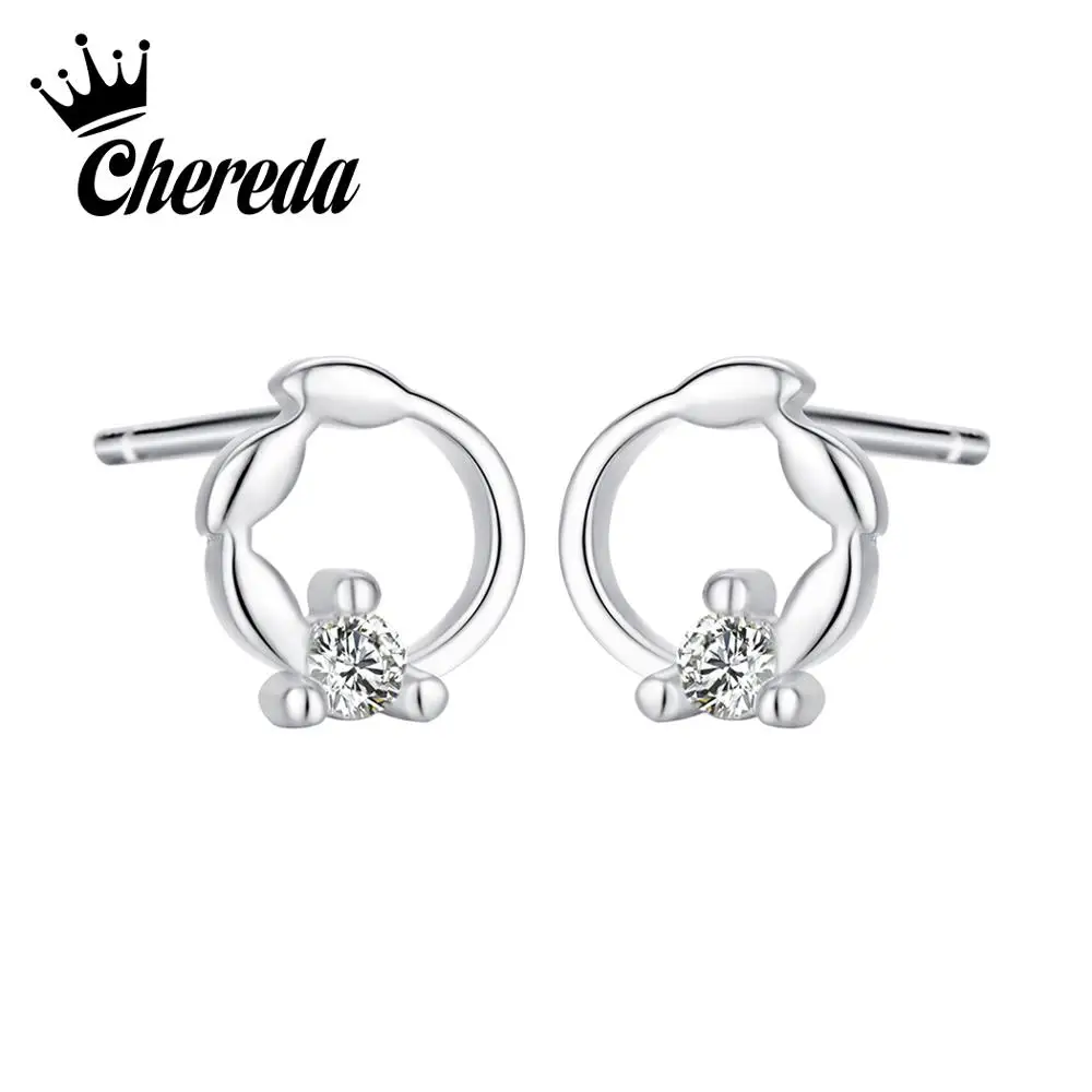 

Chereda Simple Geometric Stud Earring Female Prevent Allergy Earrings Crystal Valentine's Day Gift