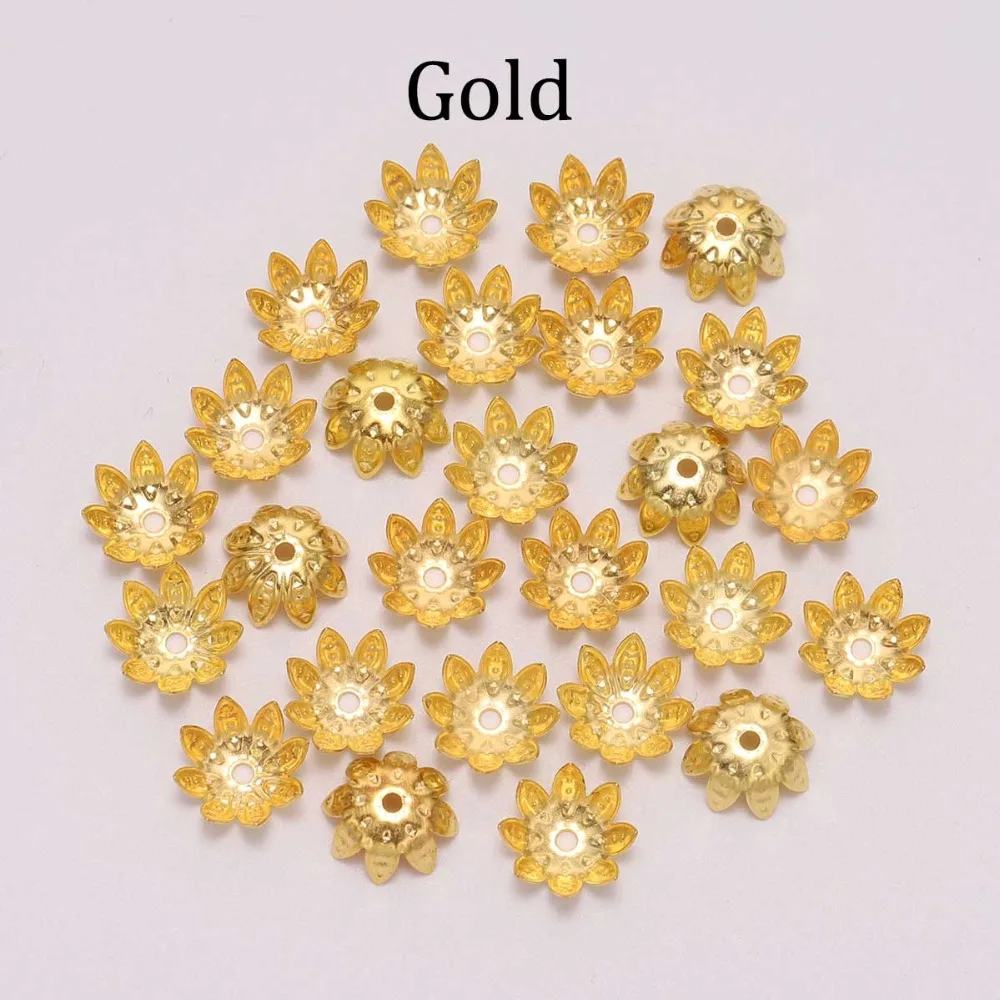 OMH Wholesale 100 pieces batch 8 10 mm anemone metal loose gasket beads hat tapered cap filigree DIY jewelry making AC13 | Украшения и