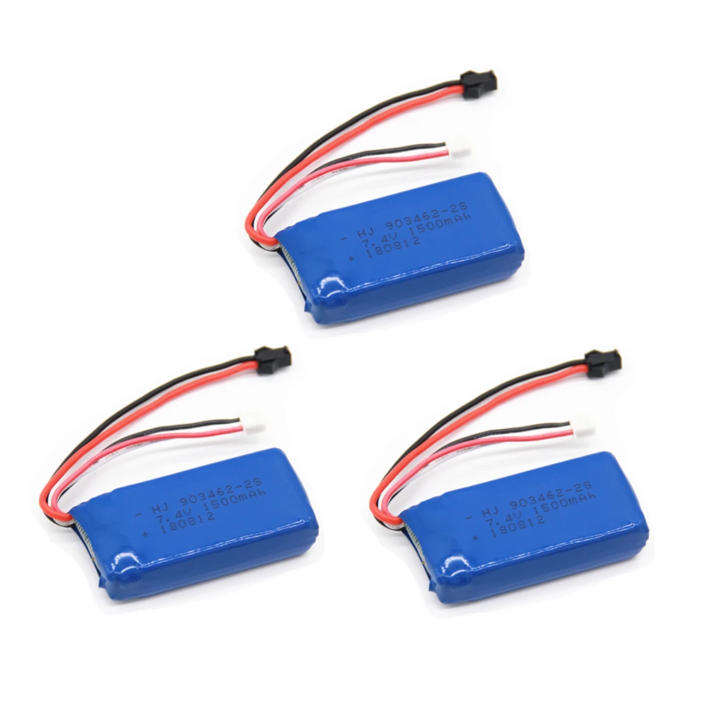 SM Plug 3 шт. 7,4 В 1500 мАч Lipo батарея для FT009 RC Лодка Катер 12428 батарея Lipo 2S 7,4 В 1500 мАч 903462 2S JST SM KET T вилка - Цвет: SM Plug