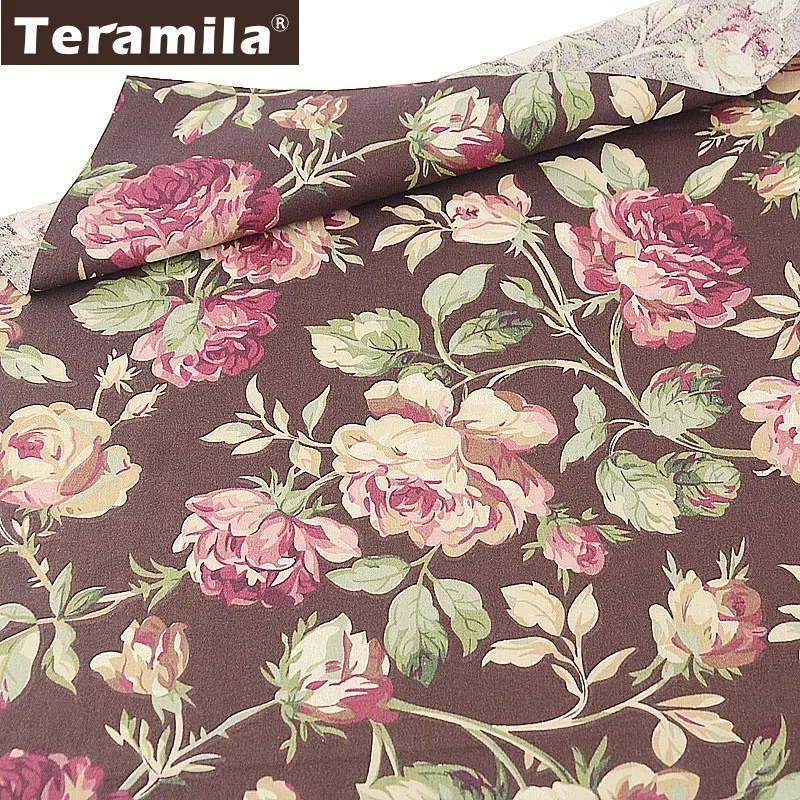 

Teramila 100% Cotton Patchwrok Twill Sewing Material Brown Floral Scrapbooking Textile Fabric Meter Tissu Coton Quilting Tecido