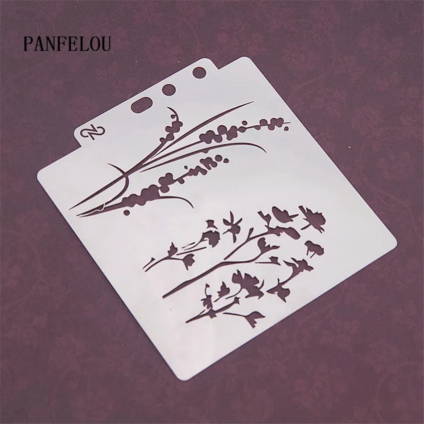 

Трафареты для скрапбукинга с листьями травы, спрей, Пластиковая форма, щит, сделай сам, торт, полые украшения, печать, кружевная линейка, День...