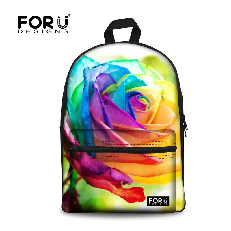 FORUDESIGNS/детские школьные сумки с объемным цветочным принтом для девочек-подростков; школьный рюкзак с цветочным принтом; Повседневная парусиновая Детская сумка для книг; Mochila