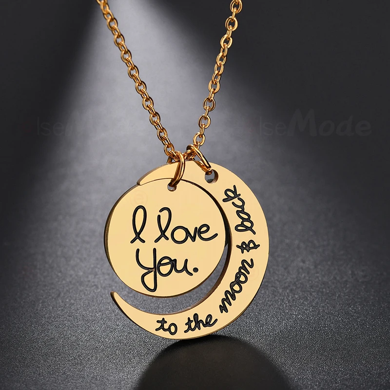 Очаровательная подвеска ELSEMODE с гравировкой букв Я люблю тебя к Луне и обратной