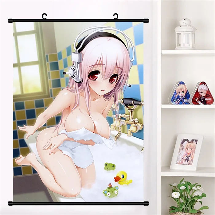 S Японское аниме SUPERSONICO Super Sonico сексуальный косплей настенный свиток Фреска плакат Настенные подвесные плакаты Otaku коллекция домашнего декора подарок - Цвет: S