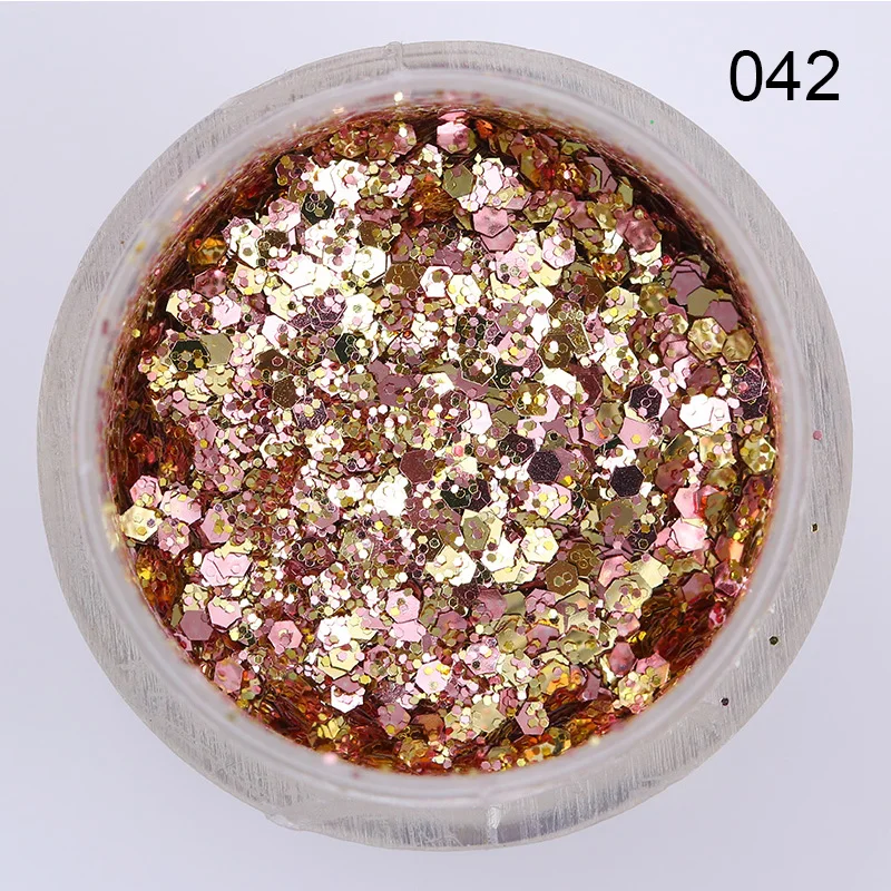 042 10 мл градиентные чешуйчатые Блестки для ногтей набор шестигранные голографические блестки порошок 3D маникюр Дизайн ногтей пайетки хромированные украшения Советы - Цвет: 042