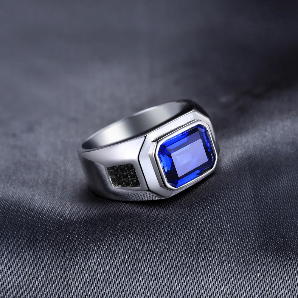Jewelrypalace Для мужчин 4.3ct создан Синий Сапфир натуральный черной шпинели Юбилей обручальное кольцо из натуральной 925 Серебряная свадьба