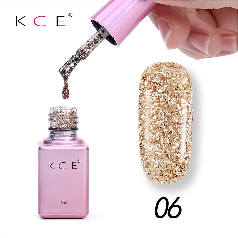 6 KCE Гель-лак для ногтей, УФ и светодиодный, сияющий, цветной, 15 цветов, 6 мл, долговечный, замачиваемый, лак, дешевый, маникюрный лак и штамп - Цвет: 6