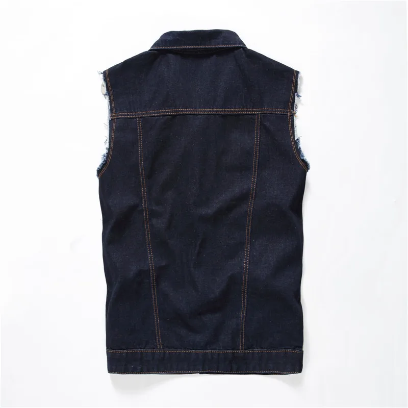 Мужской джинсовый жилет без рукавов в стиле панк|Мужские жилеты и безрукавки| |
