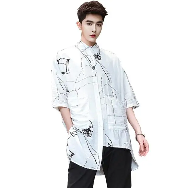

2020 summer hot men's graffiti loose sunscreen shirt jacket hairstylist fashion clothing men's fashion new shirt