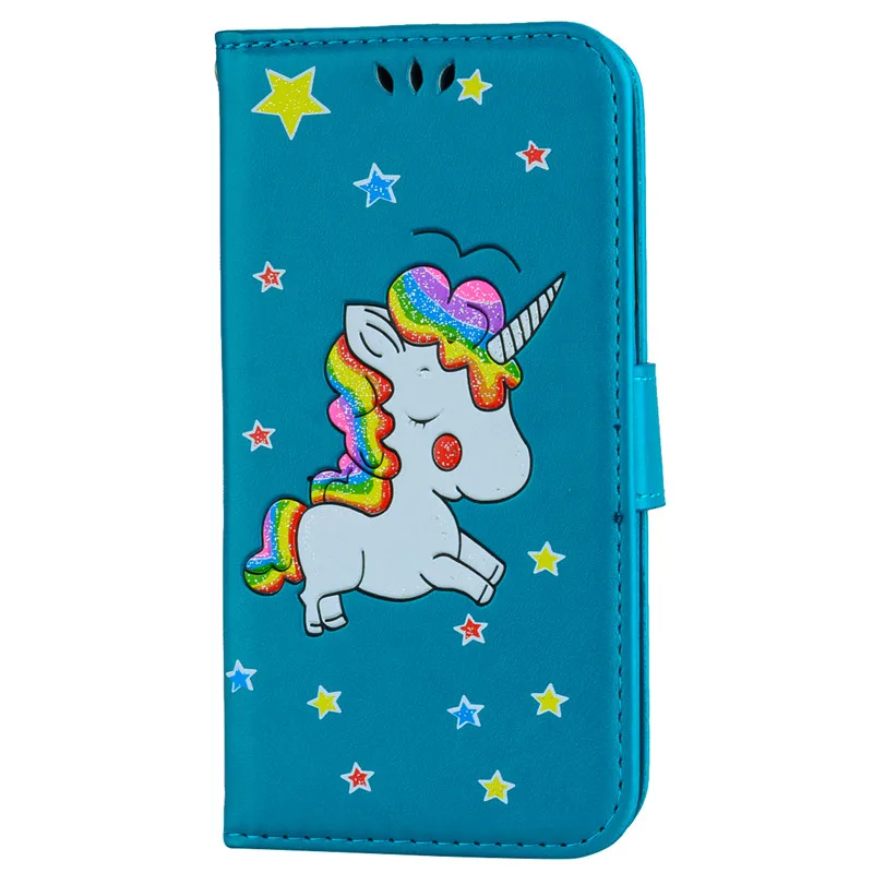 Синий Чехол Wekays для sony Xperia X F5122 F5121/XA F3112 F3113/XZ F8331 кожаный+ ТПУ мягкий милый мультяшный чехол с единорогом - Цвет: Синий