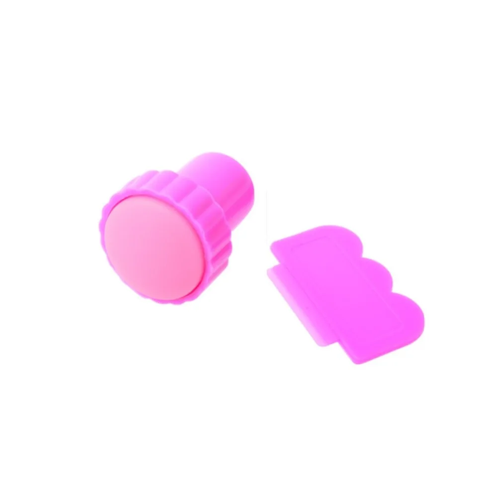 1 Набор шаблоны с рисунком короны и цветов + розовый скребок для стемпера