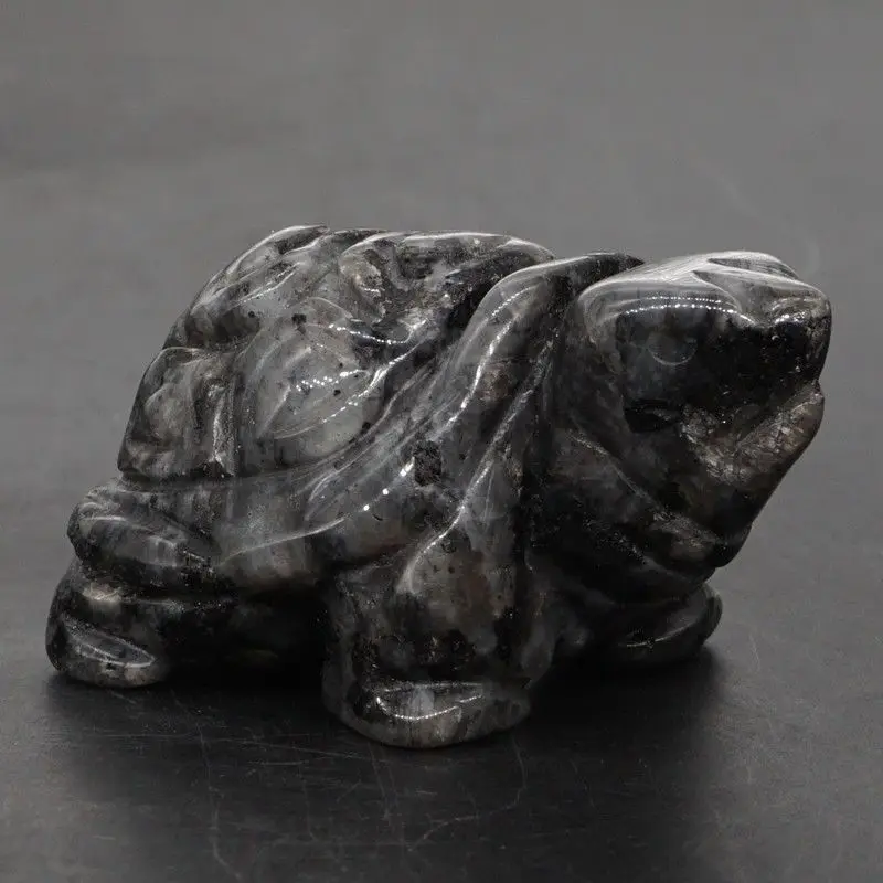 

Turtle Tortoise Figurine 2" Natural Gemstone Larvikite Labradorite Crystal Carved Statue Crafts Home Decor