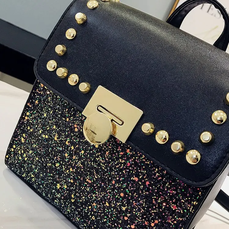 Модное платье с блестками и рюкзак женский Для женщин кожаный mochilas mujer 2018 для