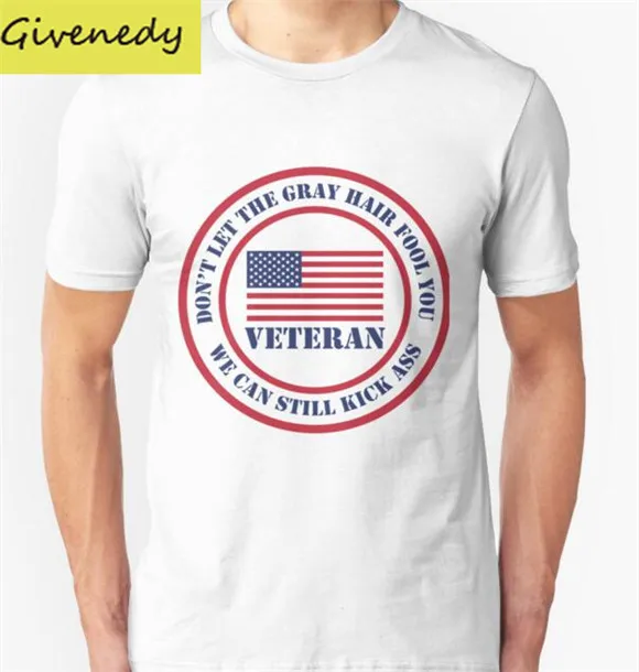 Бесплатная доставка ВЕТЕРАН дизайн печати майка 2016 Новый Лето повседневная