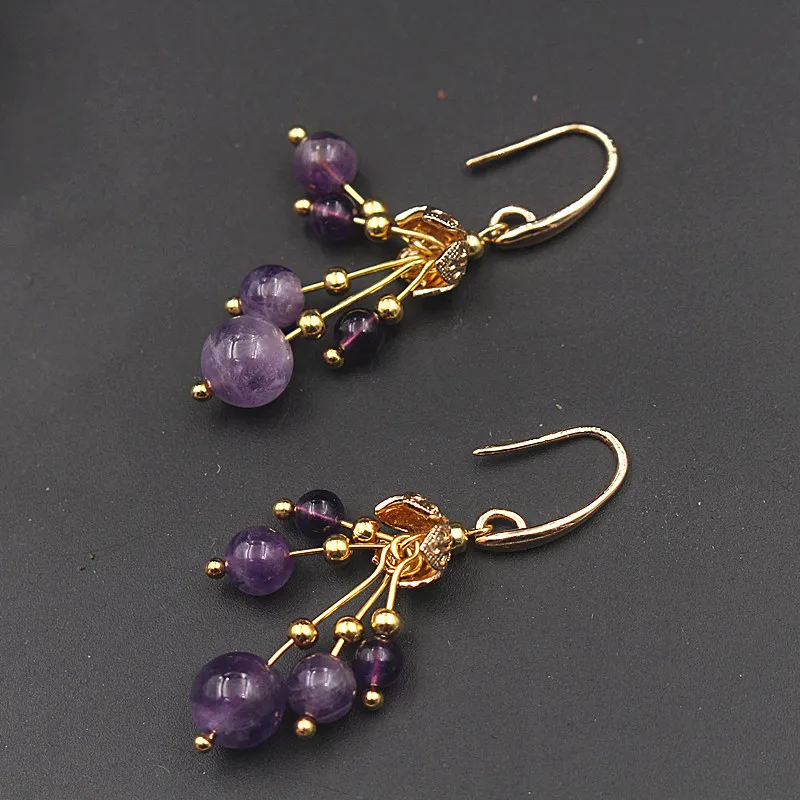 Yanting Purple Crystal Dangle Earrings For Women Handmade Drop Earings Fashion Jewelry Ethnic Female Gift 0337 | Украшения и