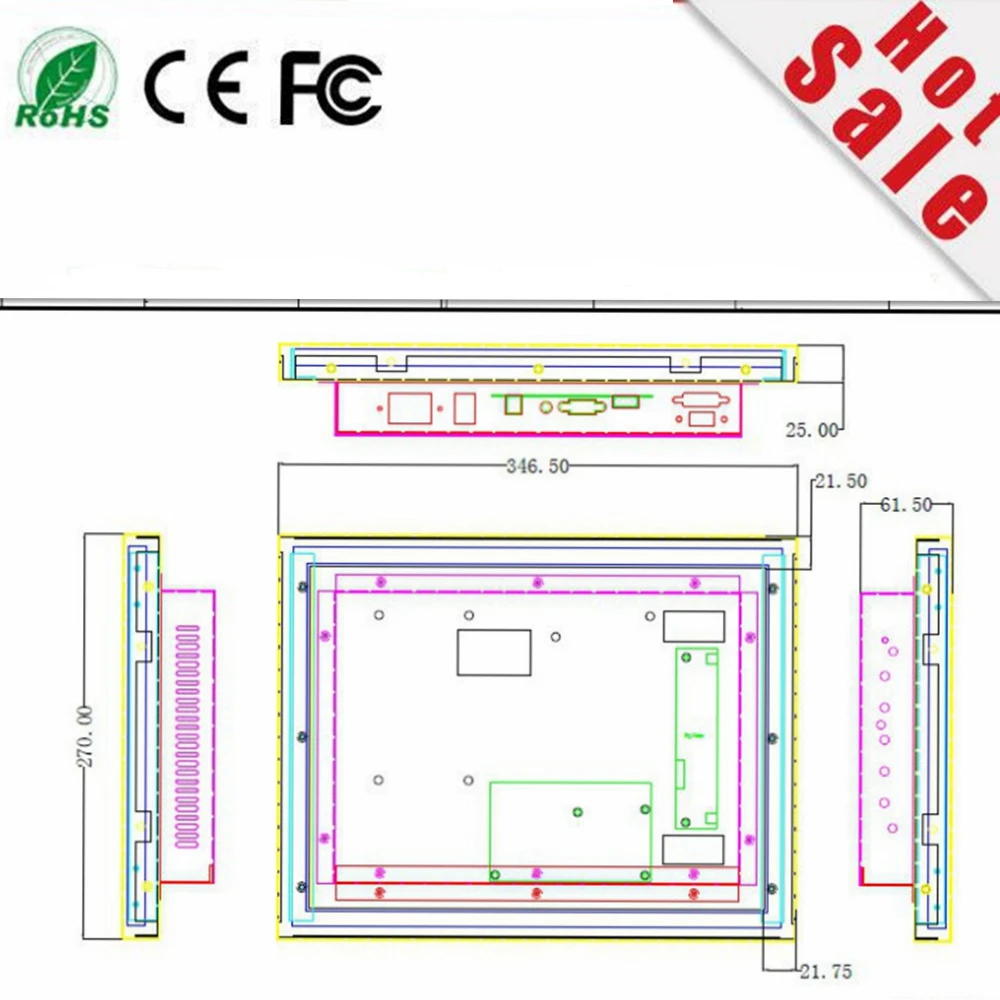 большой цене 15-дюймовый сенсорный экран монитора для машины открытой рамки