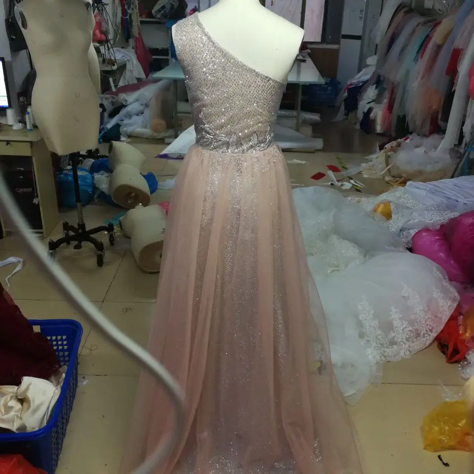 Robe De Soiree/Вечерние платья цвета шампанского с разрезом трапециевидные Вечерние на