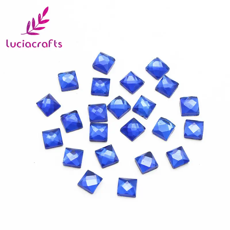Lucia Crafts 100 шт./лот 6*6 мм с плоской задней частью, горячая фиксация камней квадратный Стекло Стразы для свадебного платья, сумок украшения G0110 - Цвет: Dark blue