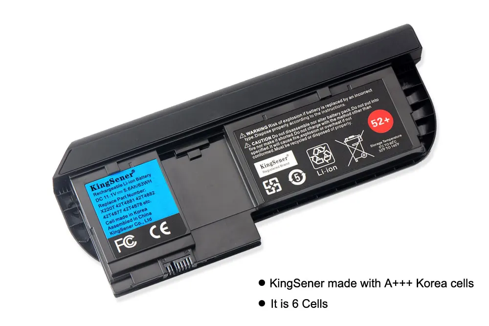 KingSener Корейская батарея для ноутбука lenovo ThinkPad X220T X220 планшет 42T4881 42T4882 42T4877 42T4878 52+ 11,1 V 63WH 6 ячеек