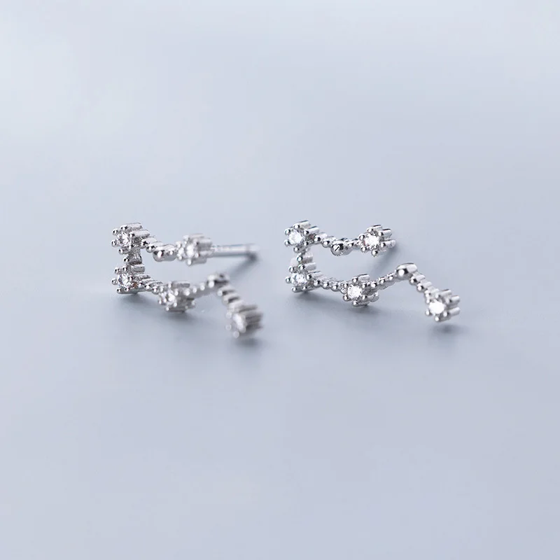 K WTLTC 925 Sterling Sliver Constellations Stud Earrings Star Cluster Ear Climber Earrings Astrology CZ Ear Jackets Earrings Gifts - Окраска металла: K