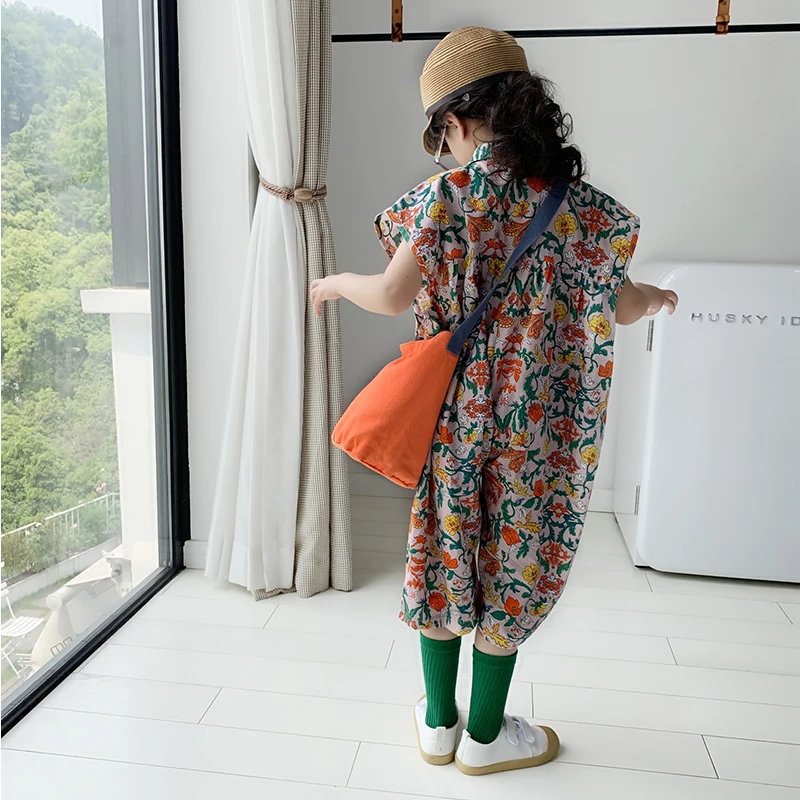 Комбинезоны с принтом для девочек подростков Новинка лета 2019 хлопковые