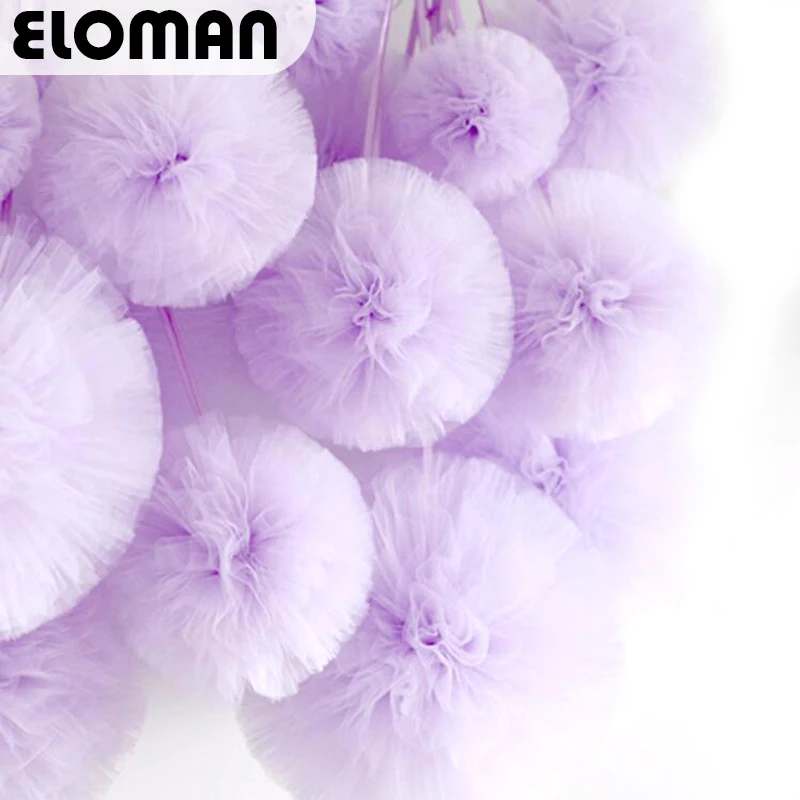 

ELOMAN 15-35cm tulle pom poms ball wedding birthday party and baby shower backdrop decorations 100%handmade DIY supplies