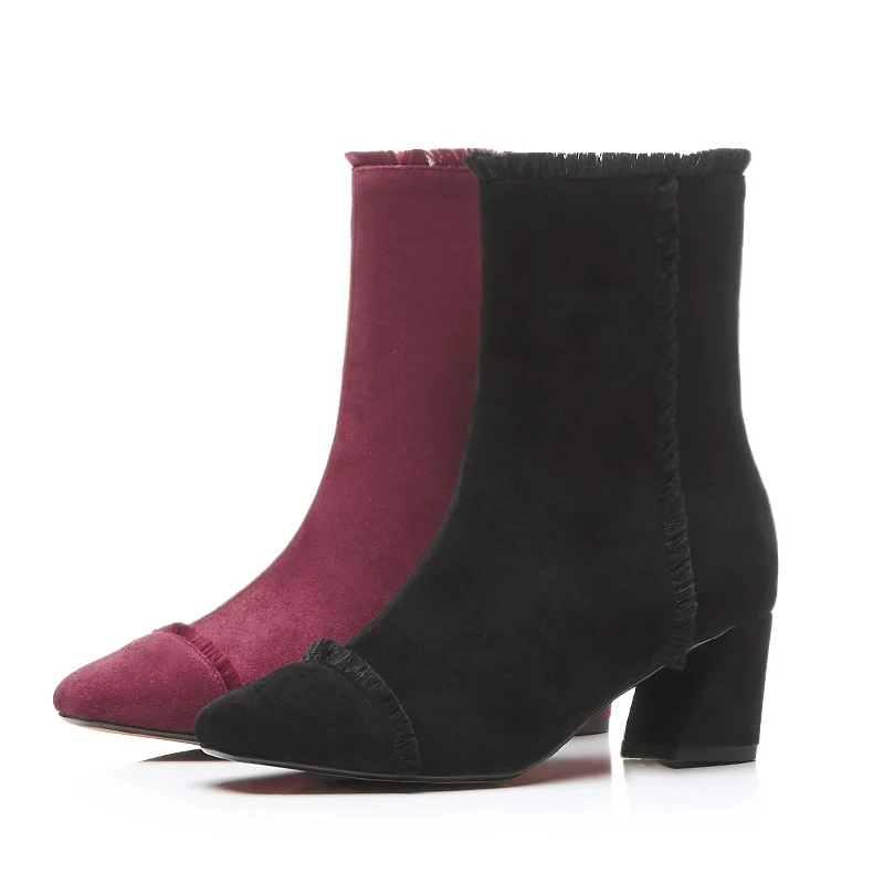 2018 брендовые Дизайнерские ботильоны с квадратным носком зимние ботинки из